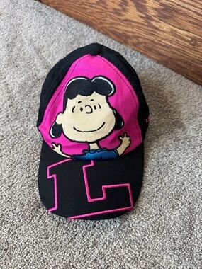 Peanuts Lucy Pink Black Baseball Hat Youth Cartoon Cap SIZE OS
